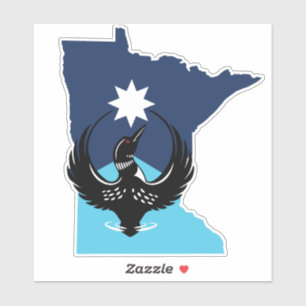 Sticker MN Loon Rising - Drapeau de l'État du MN