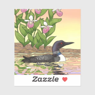 Sticker MN State Bird Flower Loon Lady Slipper
