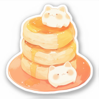 Sticker Mochi Cats et Pancakes Fluffy Japonais