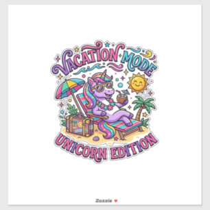 Sticker Mode Vacances Licorne Édition Licorne Commercial P