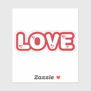 Sticker Modèle "Amour", lettres arrondies rouges avec des