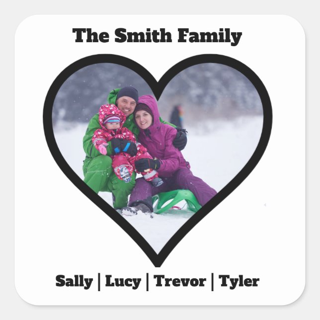 Sticker Modèle de coeur de famille personnalisé (Devant)