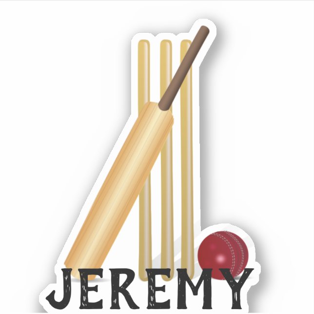 Sticker Modèle de cricket, wicket et balle, personnaliser (Devant)