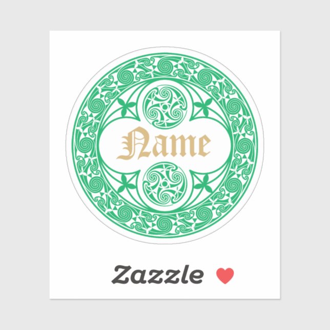 Sticker Modèle de nom personnalisé irlandais celtique (Feuille)