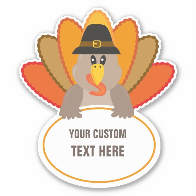 Sticker Modèle de texte personnalisé drôle de Thanksgiving (Devant)