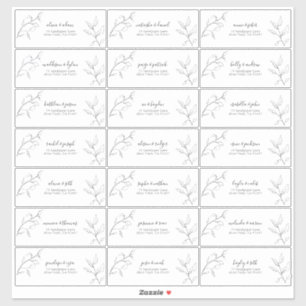 Sticker Modern Black White Script Botanique Adresse d'invi