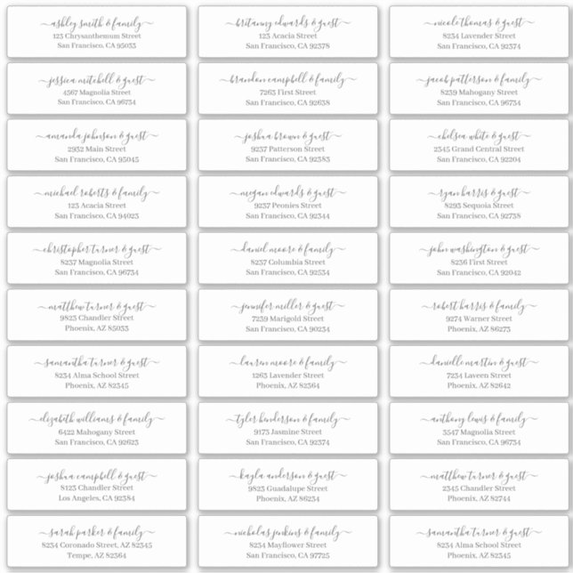 Sticker Modern Chic Script Mariage Nom d'hôte Adresse (Devant)