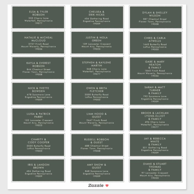 Sticker Modern Minimalist Dark Green Yellow Adresse d'hôte (Feuille)