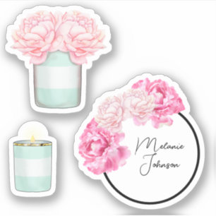 Sticker Moderne Fantaisie Féminine Mignonne Rayures Floral