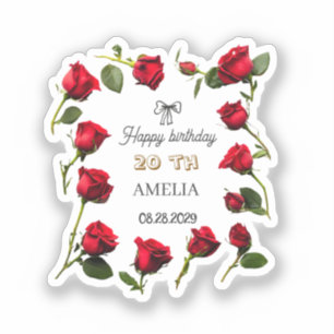 Sticker Moderne Fleurs Anniversaire Élégant Dessin de Fl