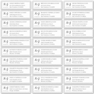 Sticker Moderne + Monogramme Mariage Noms des invités Adre