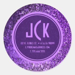 Sticker moderne Parties scintillant violet monogra