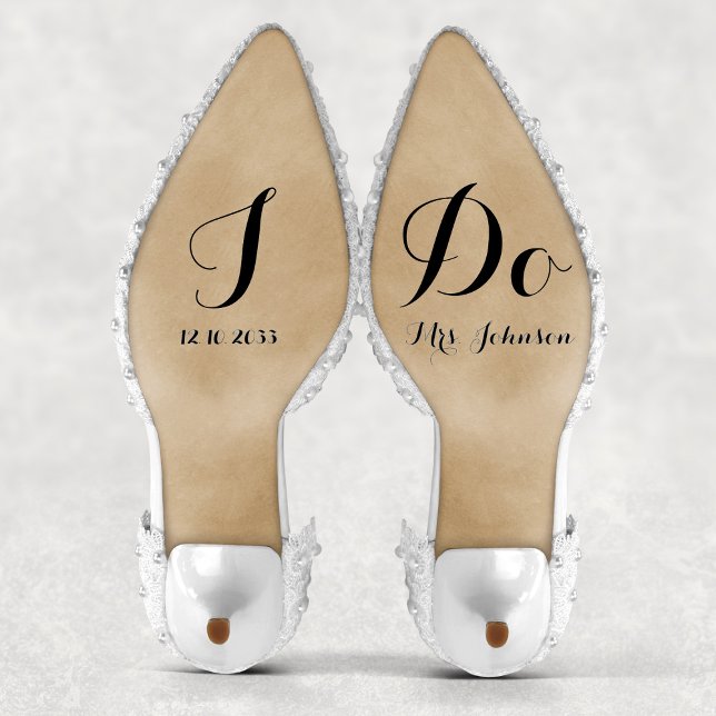 Sticker Moderne Personnalisée Je fais mariée Mariage Chaus (Modern Personalized I Do Bride Wedding Shoes Decal
)