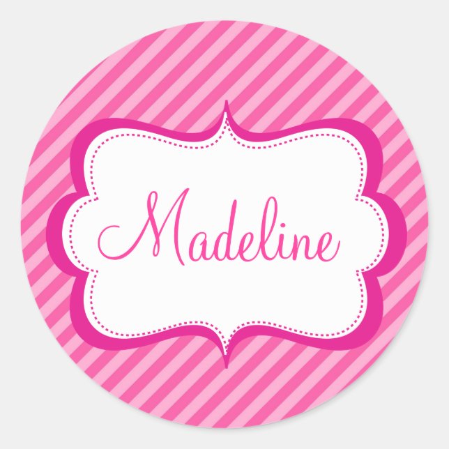 Sticker moderne rose Hot Stripe Princess Seal Nom (Devant)