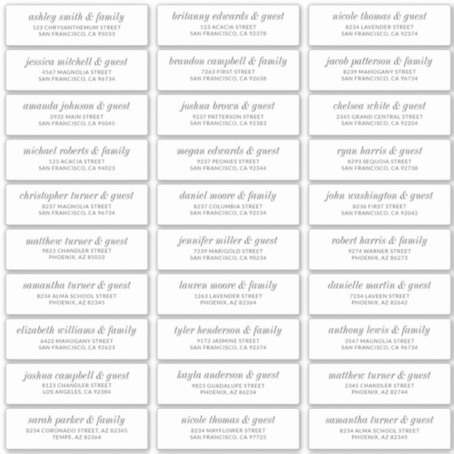 Sticker Moderne Simple Chic Mariage Nom d'hôte Adresse (Devant)