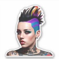 Mohawk Punk Girl Art Abstrait