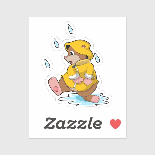 Sticker Mole à la pluie avec Raindrops (Feuille)