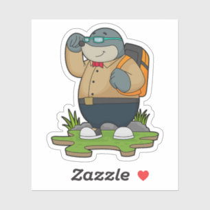 Sticker Mole comme randonneur avec sac à dos