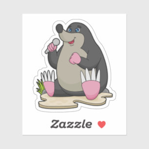 Sticker Mole en chanteur avec microphone
