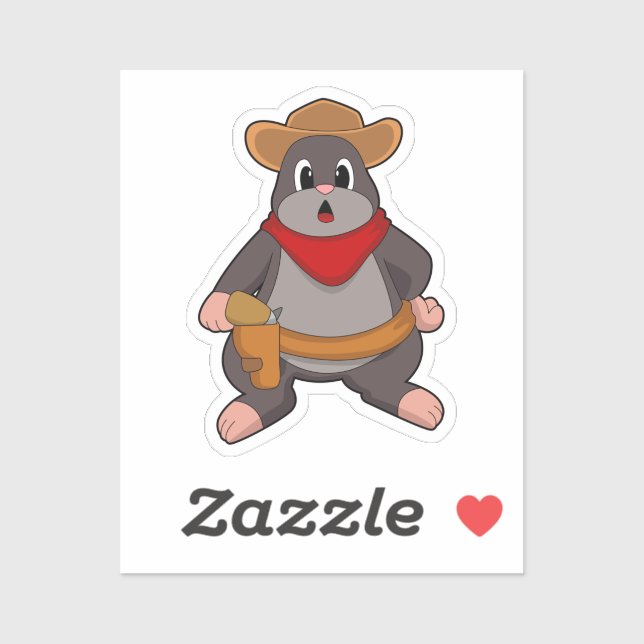 Sticker Mole en cowboy (Feuille)