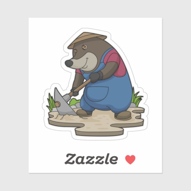 Sticker Mole en tant qu'agriculteur (Feuille)