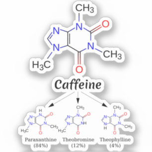 Sticker Molécule de caféine (chimie café atomes) Étudiant
