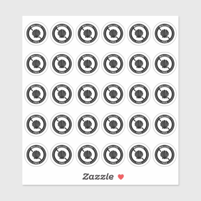 Sticker Mollusc Free Wedding Place Card Mini Food Allergy (Feuille)