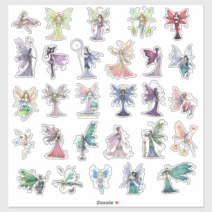 Sticker Molly Harrison Fairies Faery Fairy Art coloré
