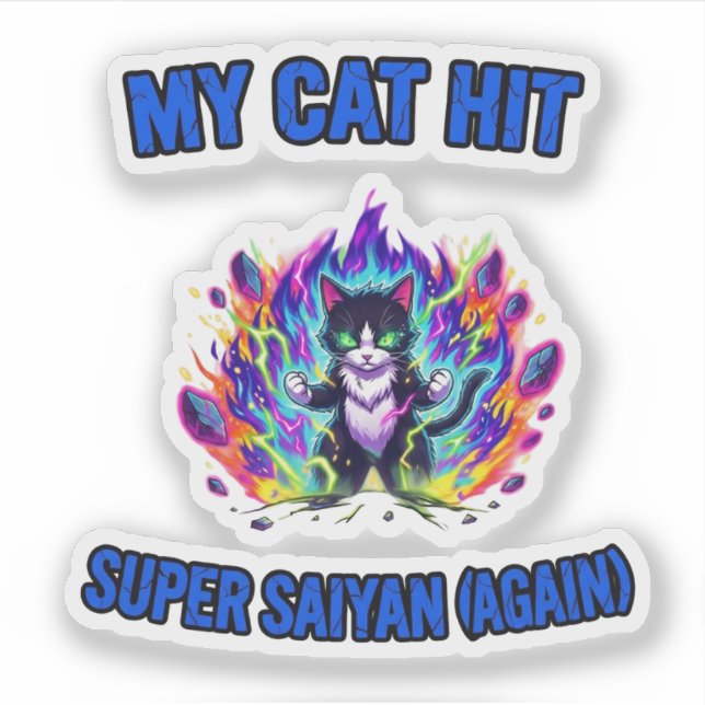 Sticker Mon chat devient Super Saiyan (encore) (Devant)