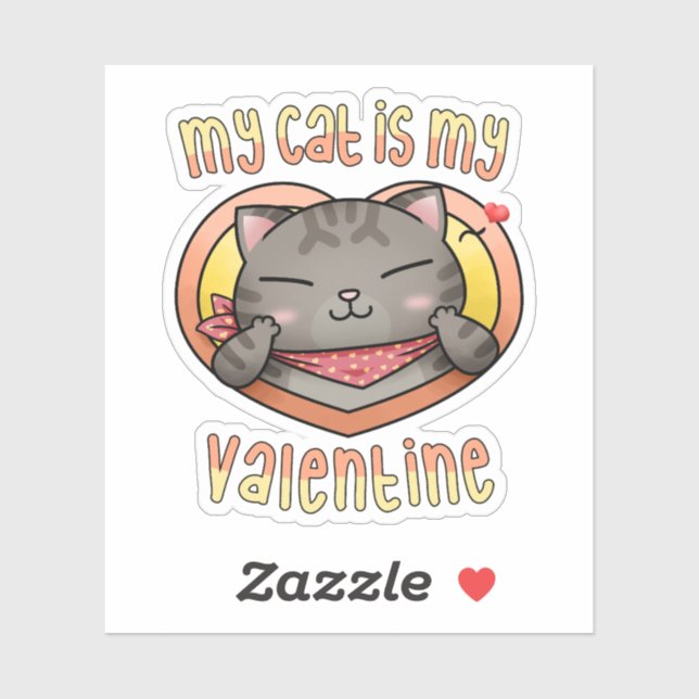 Sticker Mon chat est My Valentine Tabby Cat (Feuille)