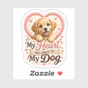 Sticker Mon cœur appartient à mon chien Retriever doré mig