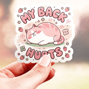 Sticker Mon dos me fait mal Drôle de chat grassouillet