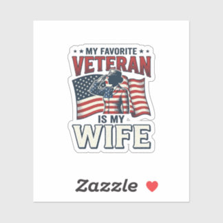 Sticker Mon vétéran préféré est ma femme T-shirt patriotiq