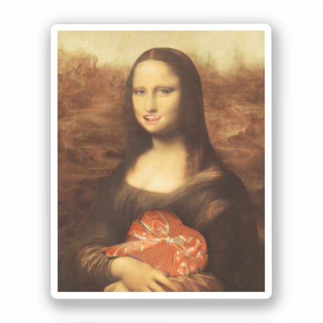 Sticker Mona Lisa Heart Valentine's Day Kiss (Recto)