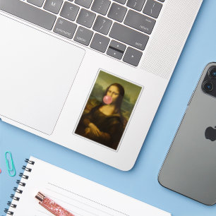 Sticker Mona Lisa soufflant de bulle rose