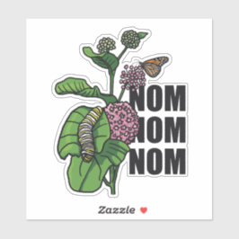 Sticker Monarque Papillon Caterpillar Milkweed Nom Nom Nom