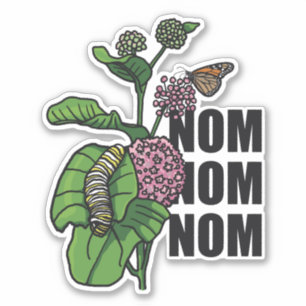Sticker Monarque Papillon Caterpillar Milkweed Nom Nom Nom