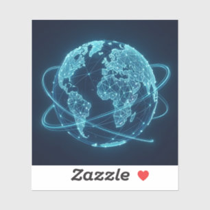 Sticker Monde connecté – Carré d'art en réseau mondial