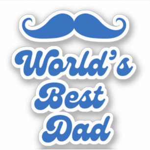 Sticker monde meilleur papa, fête des pères bleu rétro élé