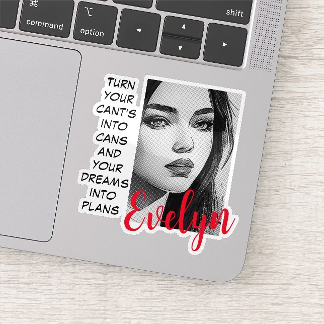 Sticker Monochromatic Portrait Pop Art Inspirational Name (Détail)