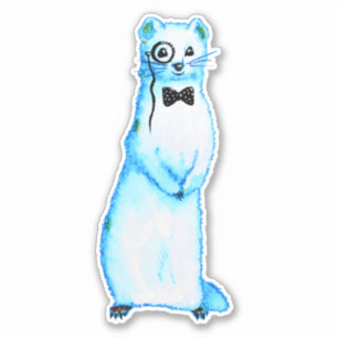 Sticker Monocle drôle Bowtie d'aquarelle de hippie de