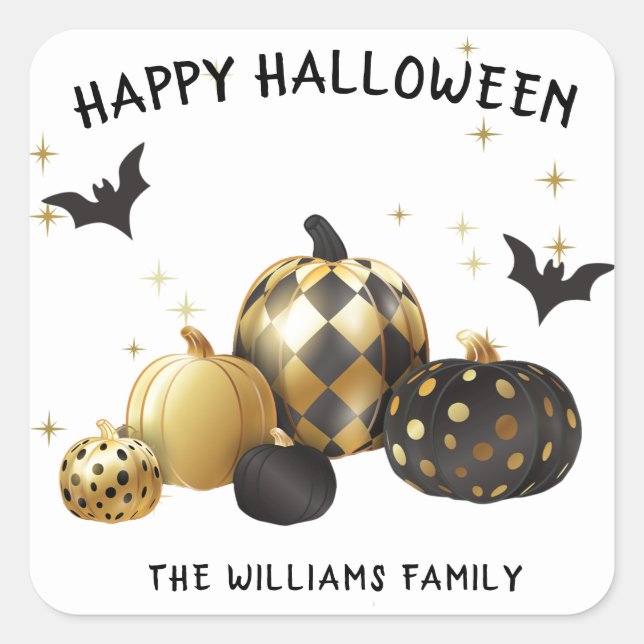 Sticker Monogram Citrouille Or Halloween (Devant)