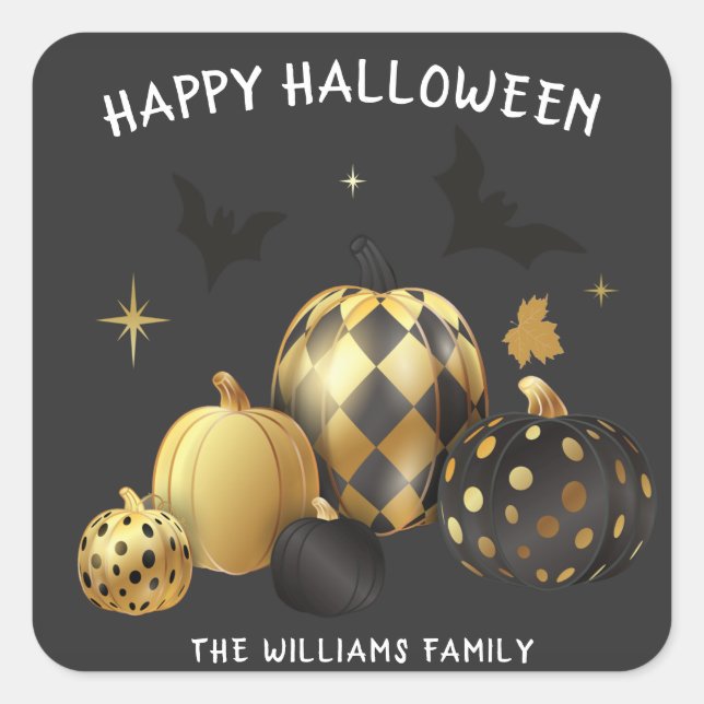 Sticker Monogram Citrouille Or Halloween (Devant)