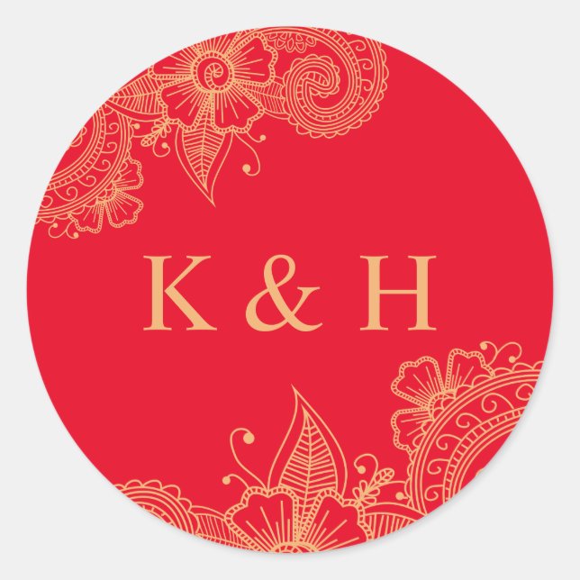 Sticker Monogram Classic Round Mariage Mehndi (Devant)