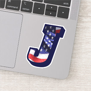 Sticker Monogram J American Flag LETTRE J INITIALE USA
