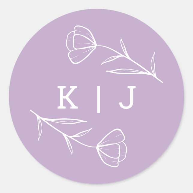 Sticker Monogram Mariage fleur sauvage à Lilac (Devant)