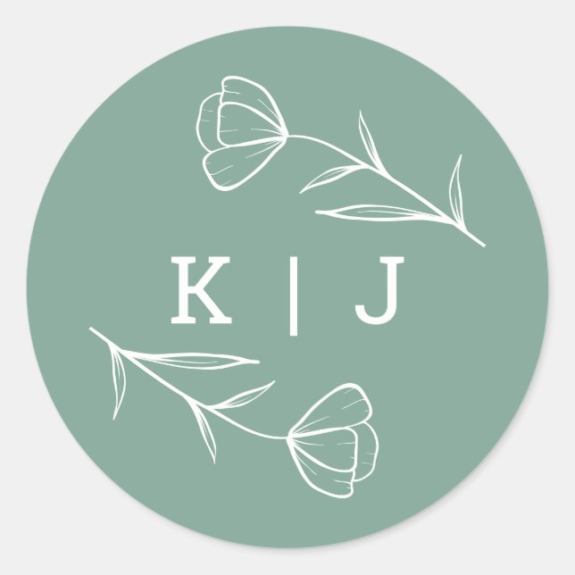 Sticker Monogram Mariage fleur sauvage en mode Sag (Devant)