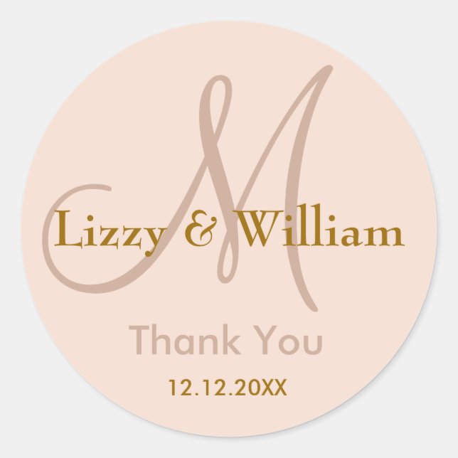 Sticker Monogram Mariage Merci (Devant)