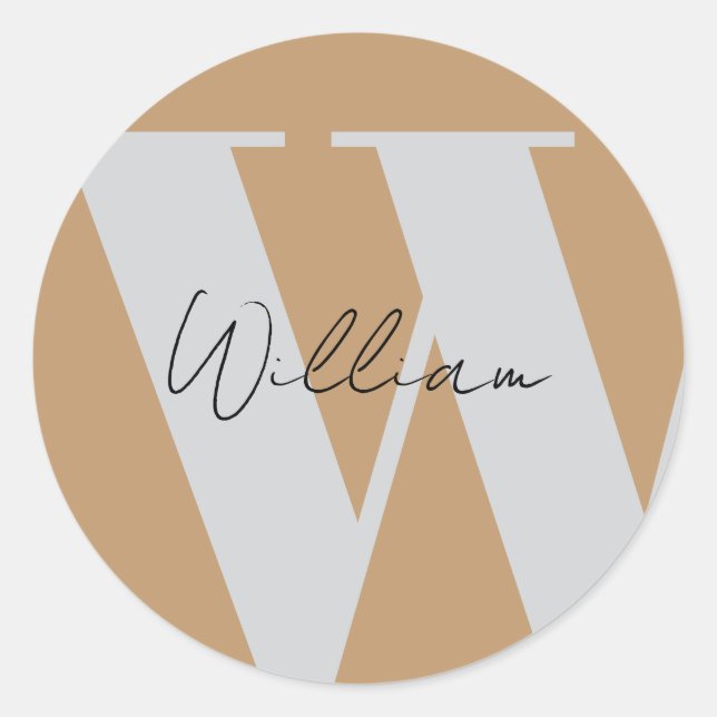 STICKER Monogram Name mocha braune graue Stilricht (Vorderseite)