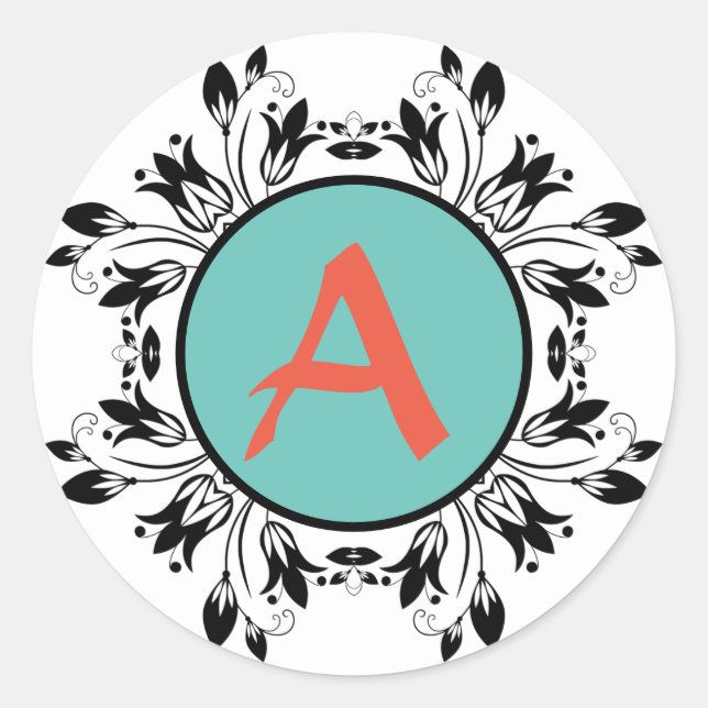 Sticker MONOGRAM noir et blanc Damask (Devant)